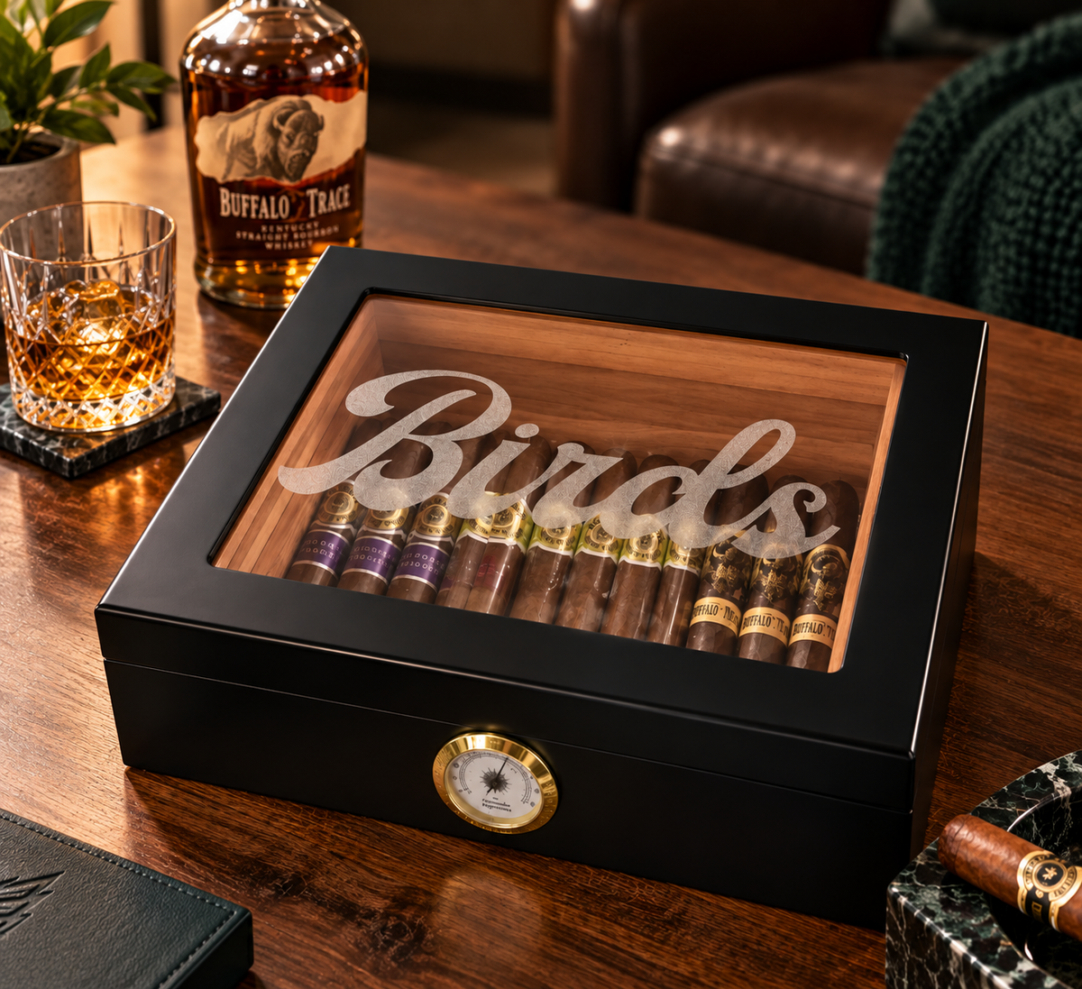 Birds Reserve Engraved Humidor