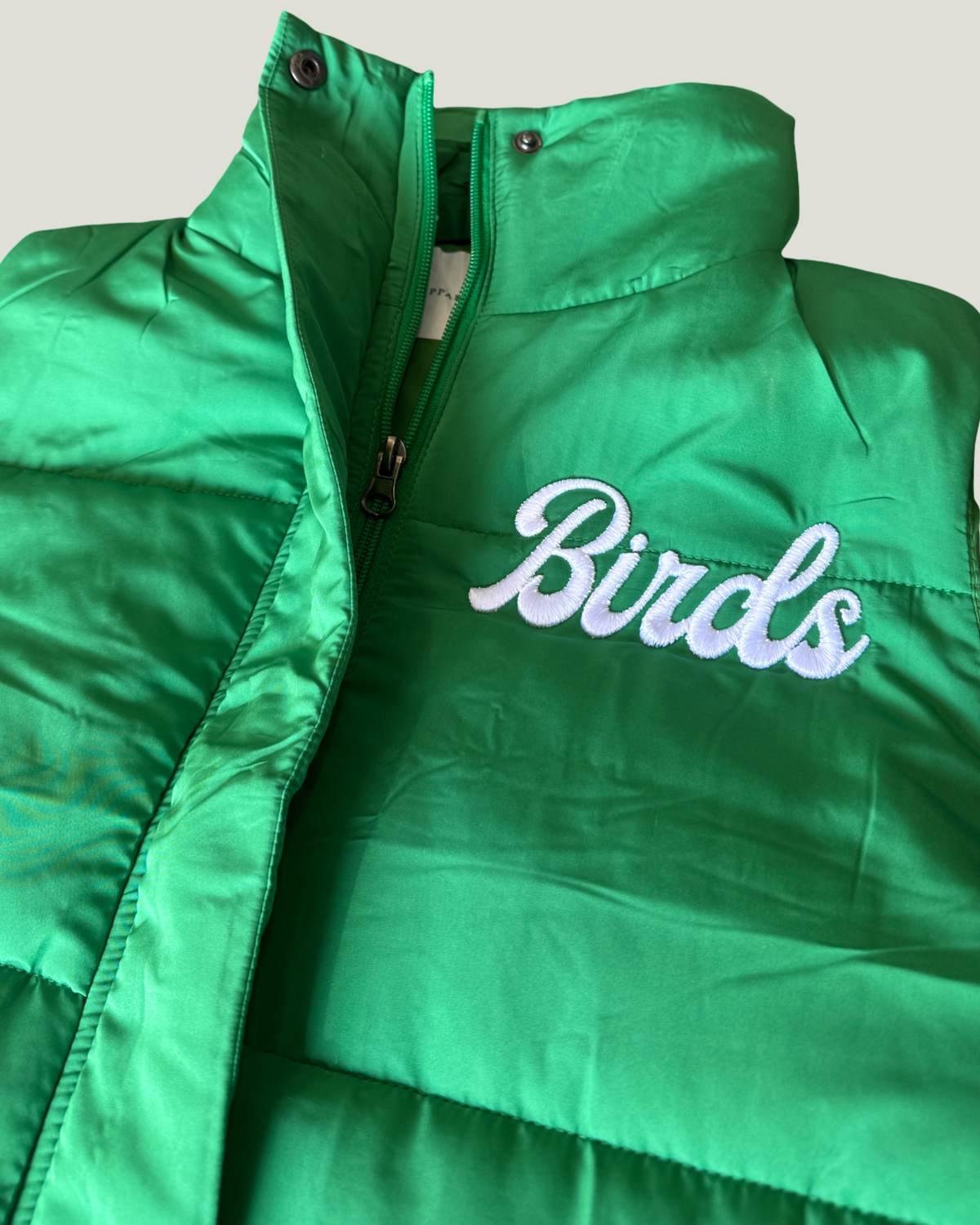Birds Kelly Green Longline Puffer Vest
